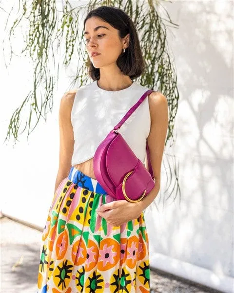 Luna Apple Leather Vegan Shoulder Bag | Silver