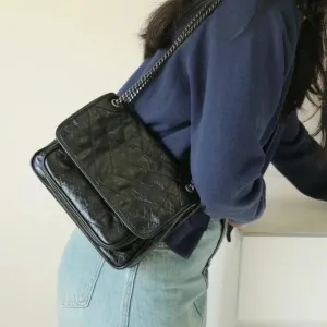 Luxury Designer Burst Leather Small Crossbody Bag & Fashion Casual Backpack