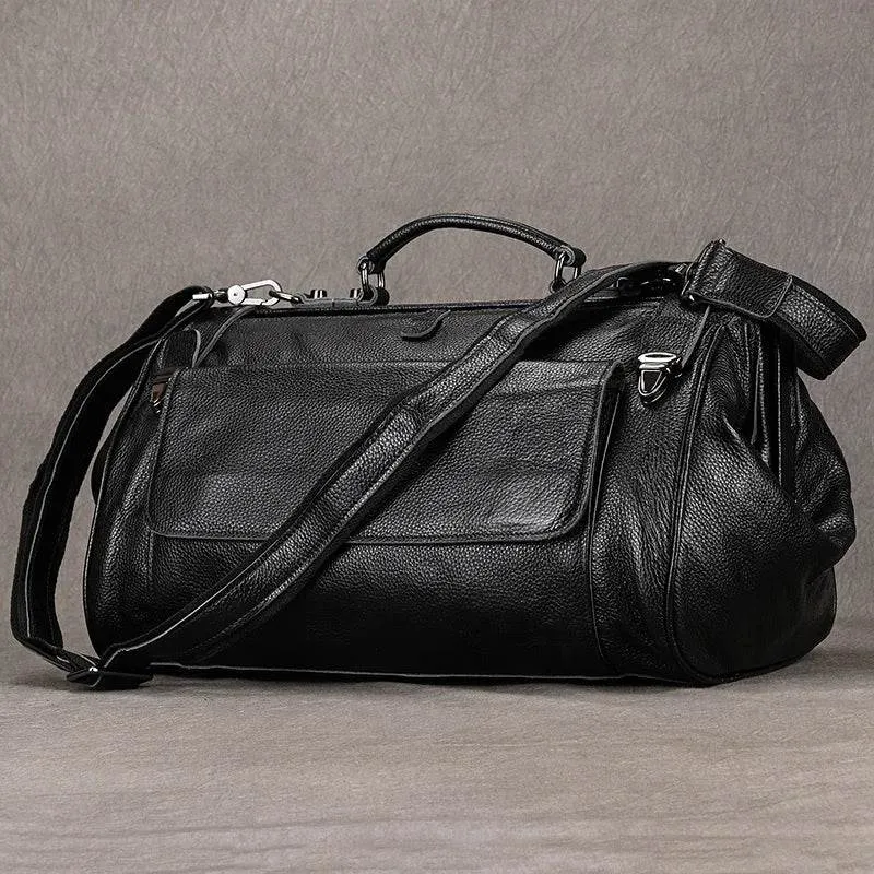Luxury Leather Carry On Luggage Bag Real Cowskin Travel Duffle