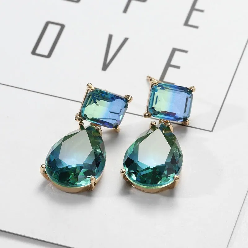 Luxury Tourmaline Gemstone Drop Earrings Gold Women Wedding Jewelry