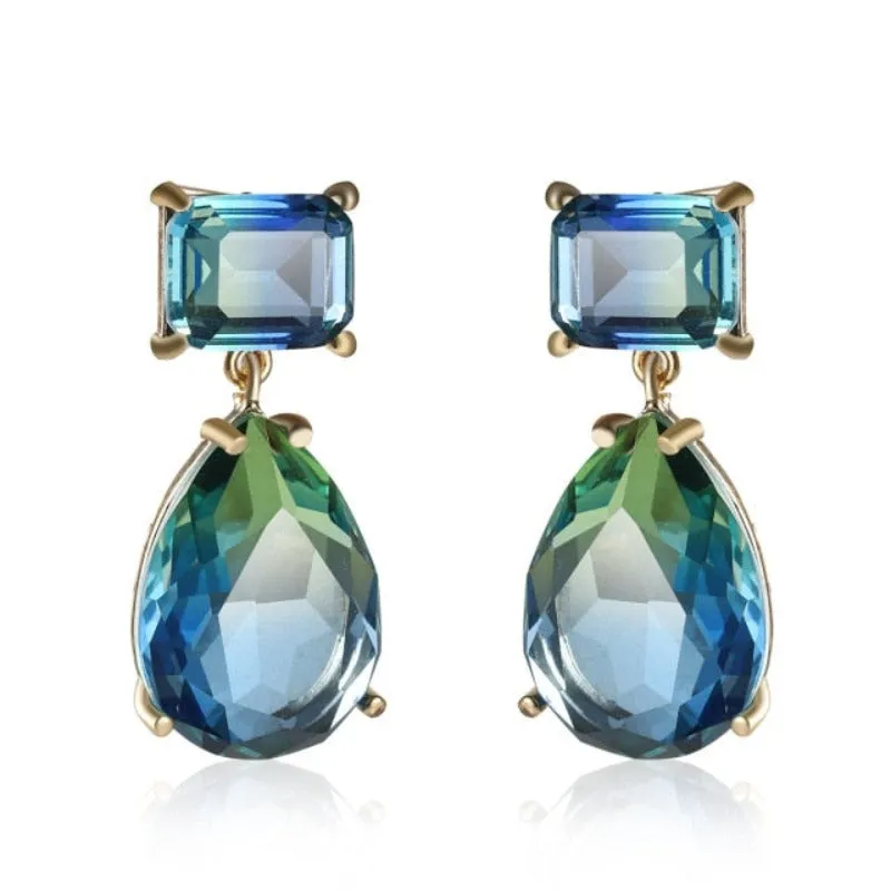 Luxury Tourmaline Gemstone Drop Earrings Gold Women Wedding Jewelry