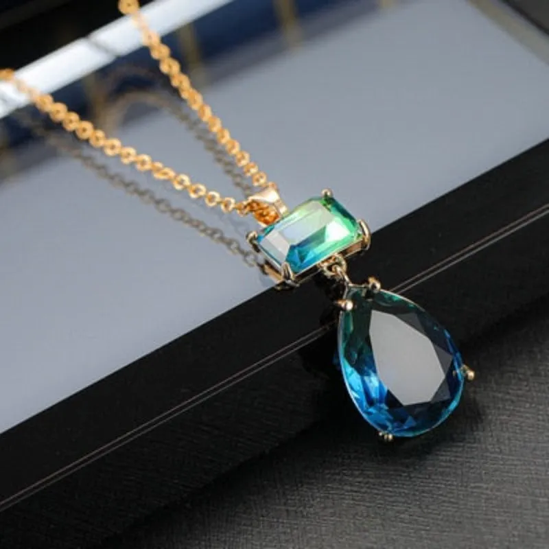 Luxury Tourmaline Gemstone Drop Earrings Gold Women Wedding Jewelry