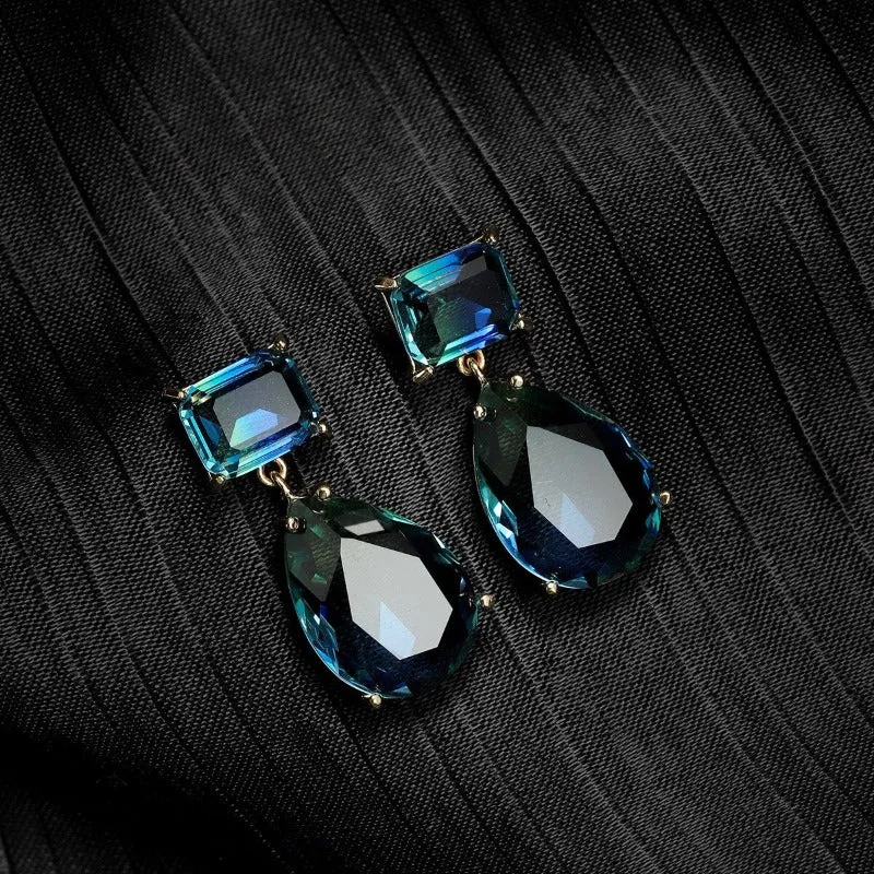 Luxury Tourmaline Gemstone Drop Earrings Gold Women Wedding Jewelry