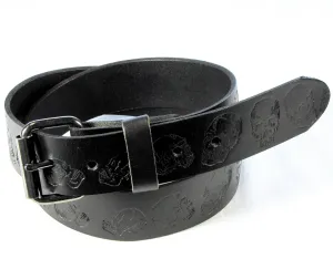 M003G  1 1/2" Embossed Skull Belt