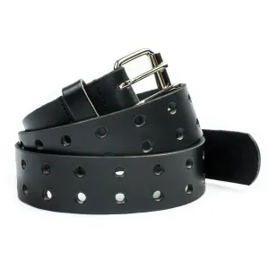 M235B  1 1/2" Double Hole Belt- Black