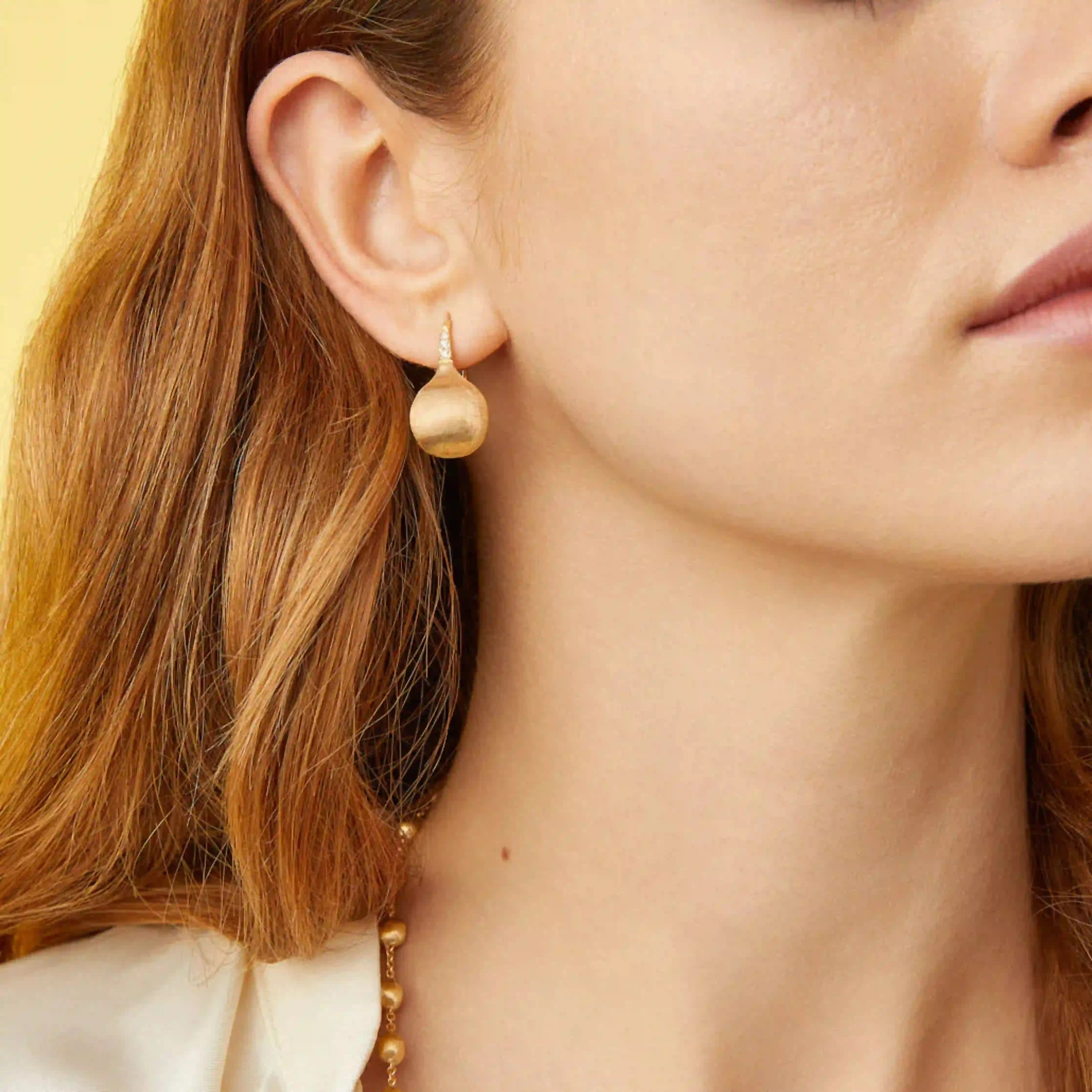 Marco Bicego Africa 18K Yellow Gold Medium Drop Earrings With Diamonds
