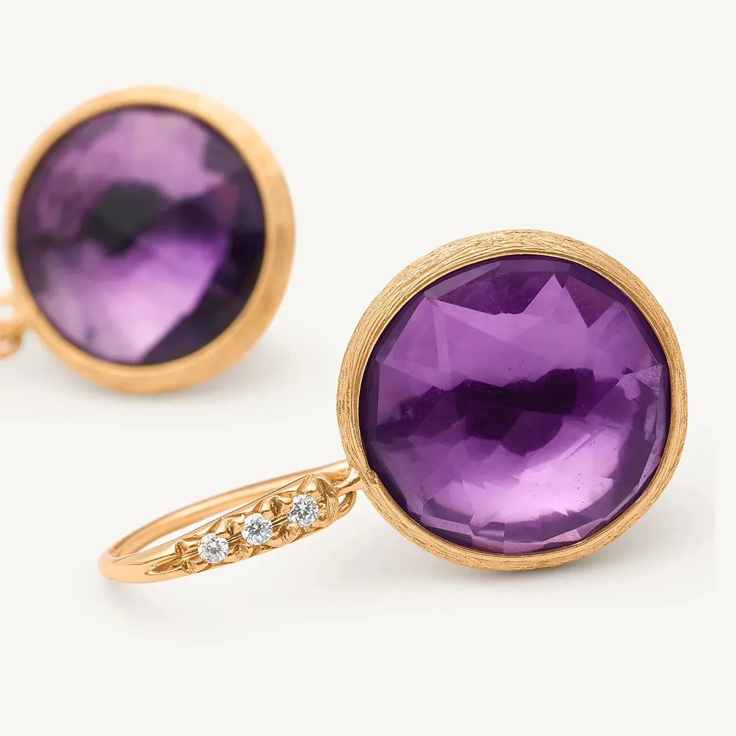 Marco Bicego Jaipur 18k Yellow Gold Amethyst and Diamond Earrings