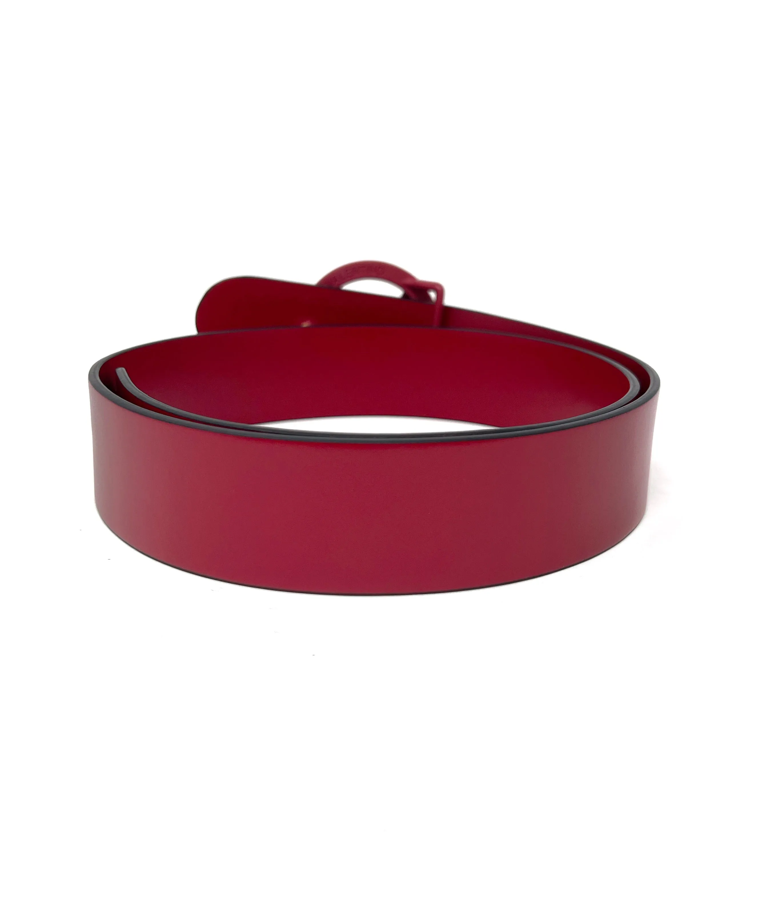 Mario Valentino Size S Cherry 'Giusy' Circular Logo Buckle Leather Belt