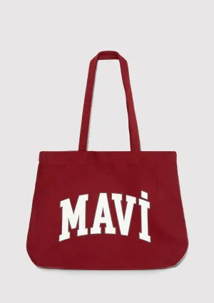 Mavi Logo Printed Burgundy Shoulder Bag
