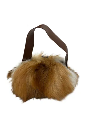 Max Mara Women's Orange Aida Kiss Lock Fox Fur Medium Clutch NWT