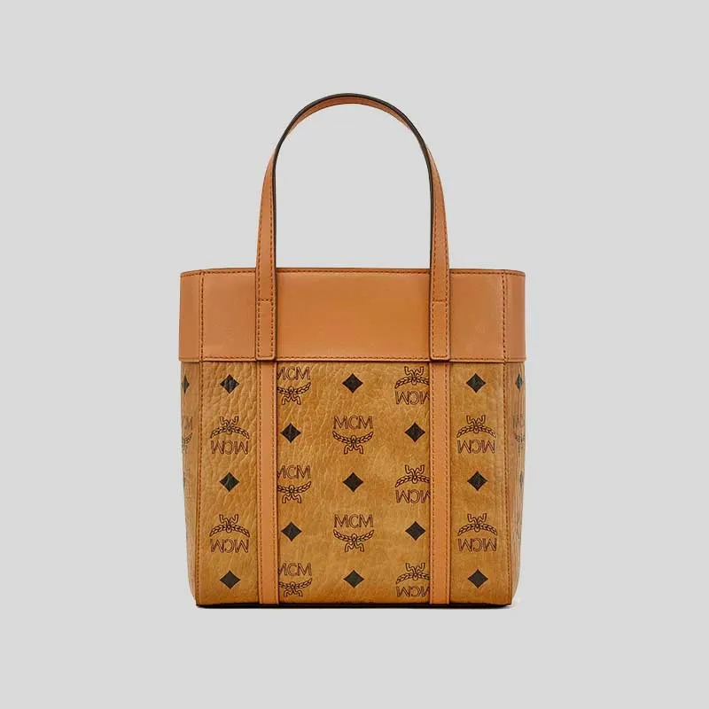 MCM Toni Top-Zip Shopper In Visetos Leather Mix Cognac RS-MWPDSTA01CO001