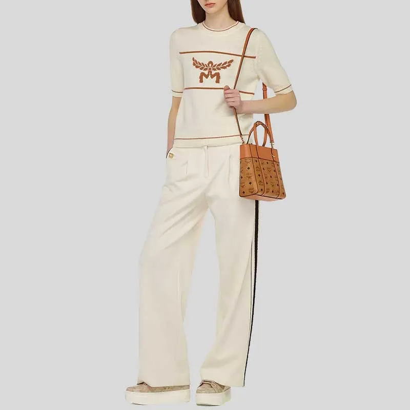 MCM Toni Top-Zip Shopper In Visetos Leather Mix Cognac RS-MWPDSTA01CO001