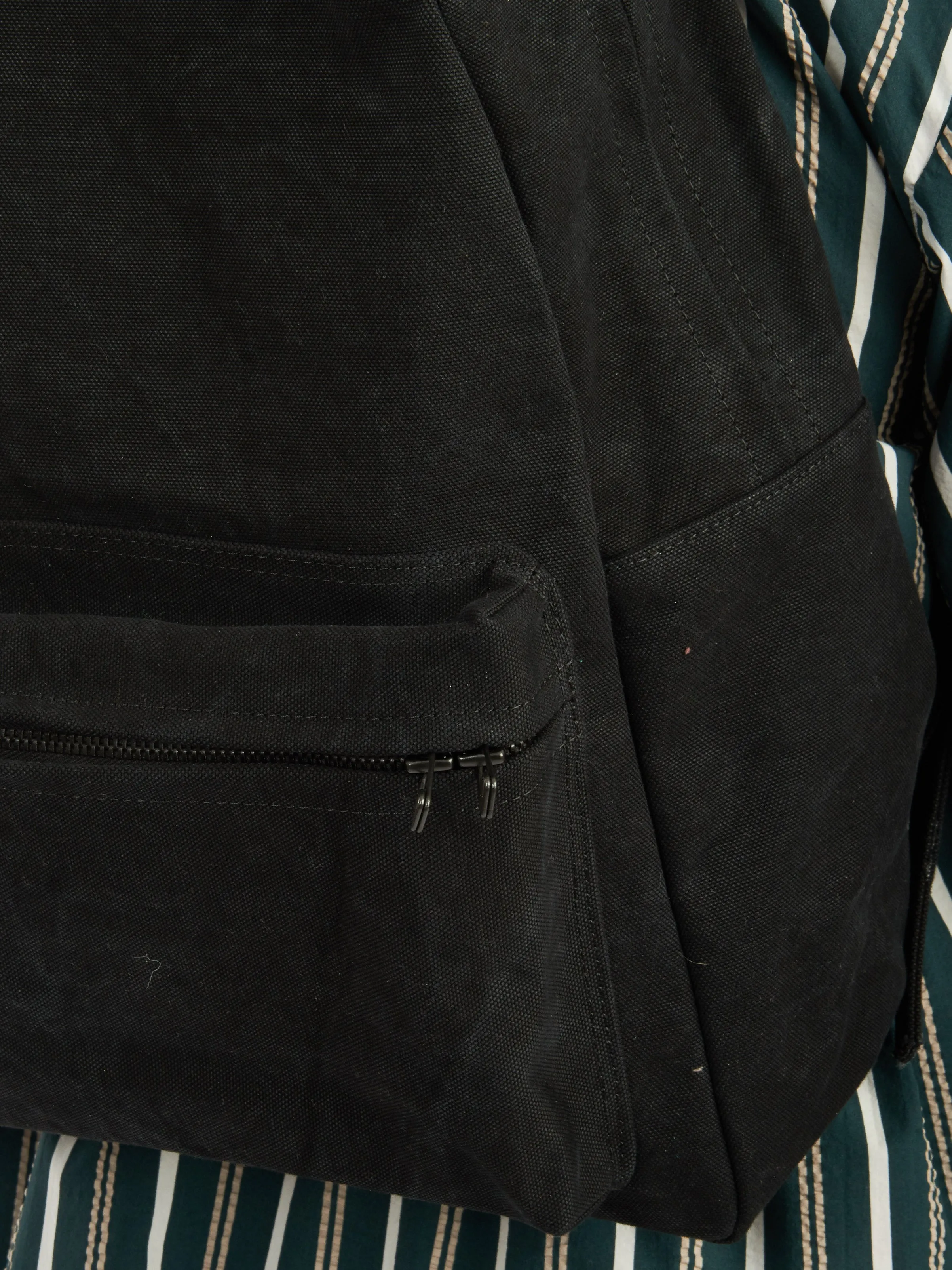 Medium Black Washed Canvas Backpack