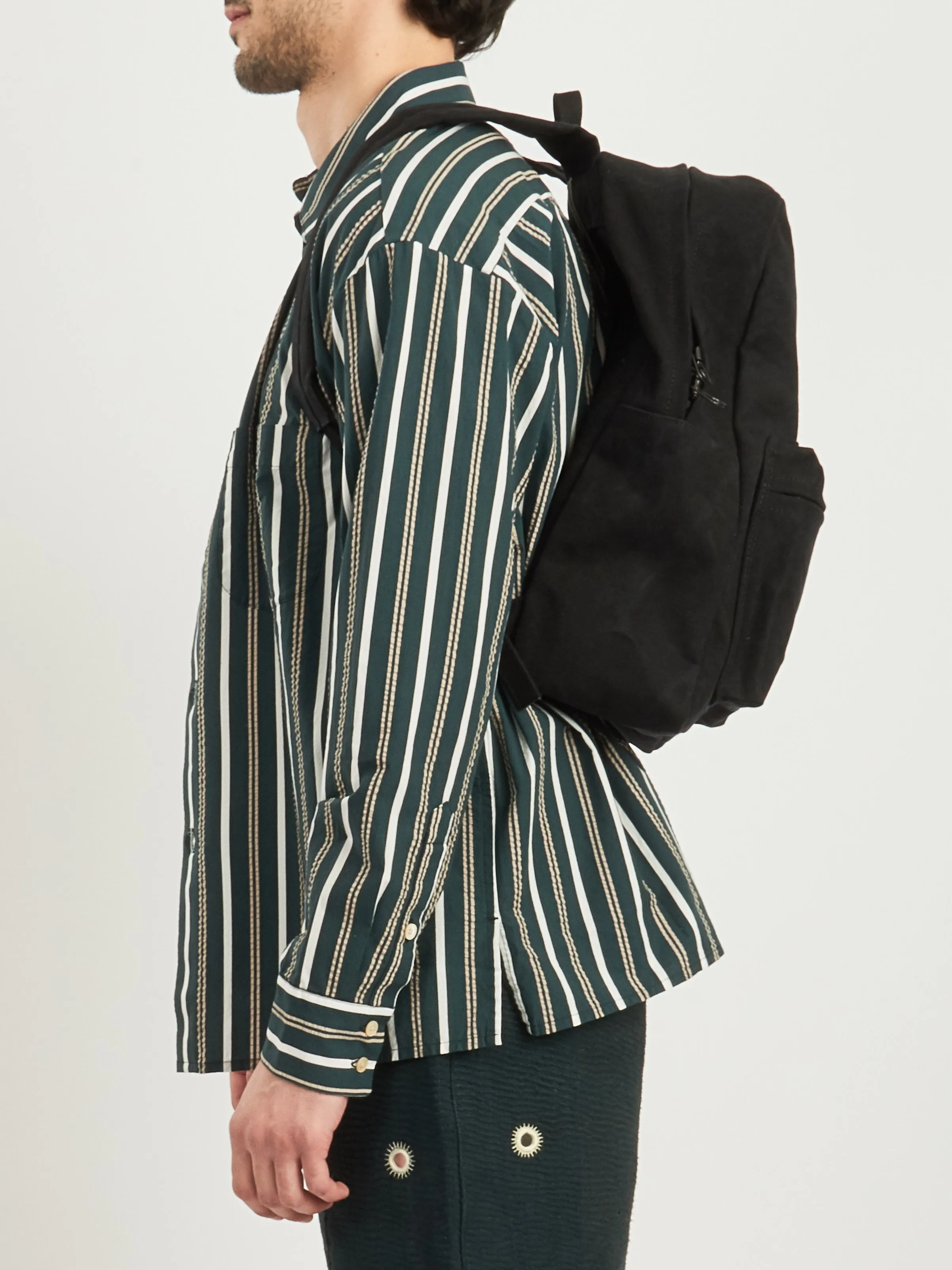 Medium Black Washed Canvas Backpack
