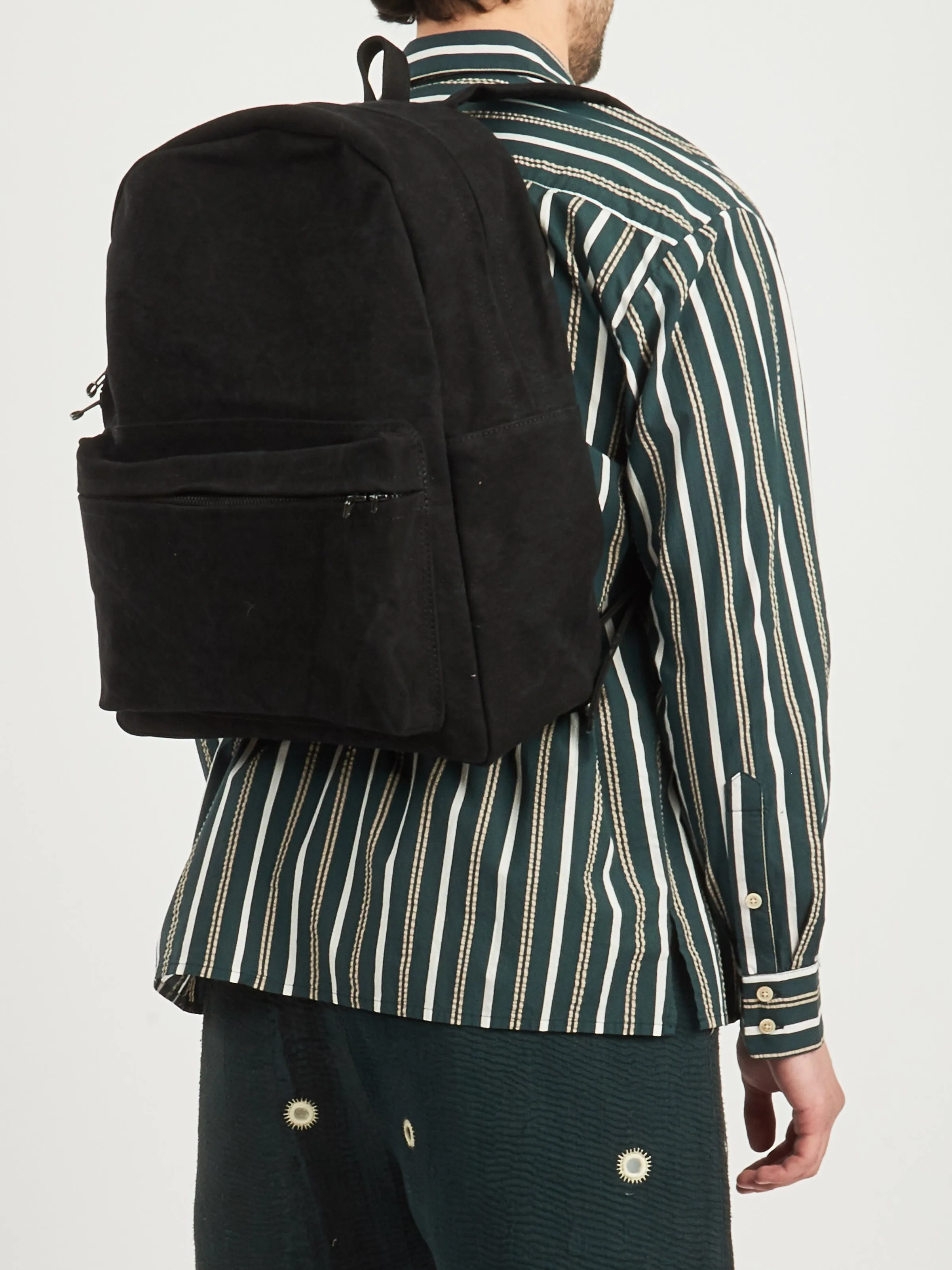 Medium Black Washed Canvas Backpack