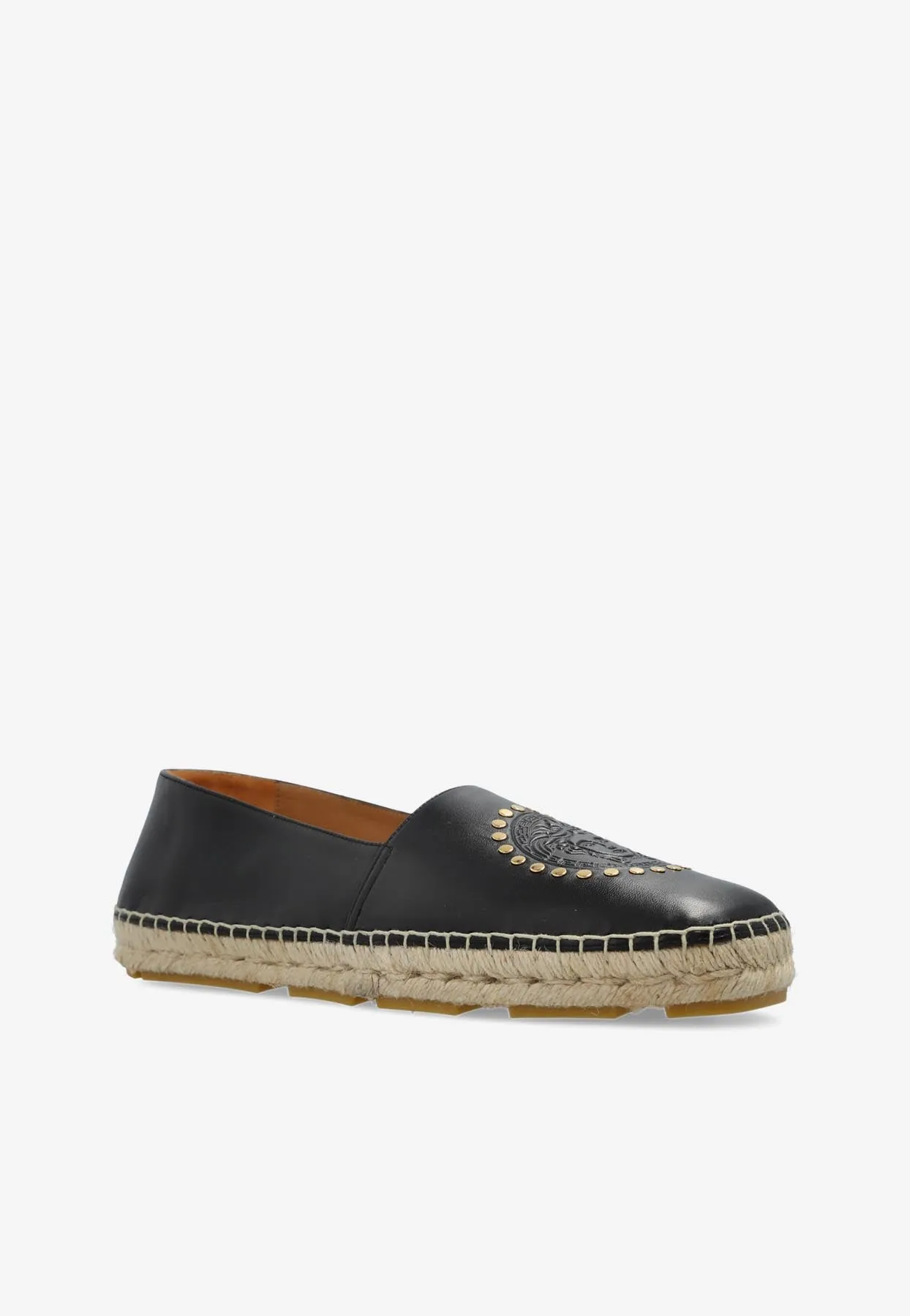 Medusa Studded Leather Espadrilles