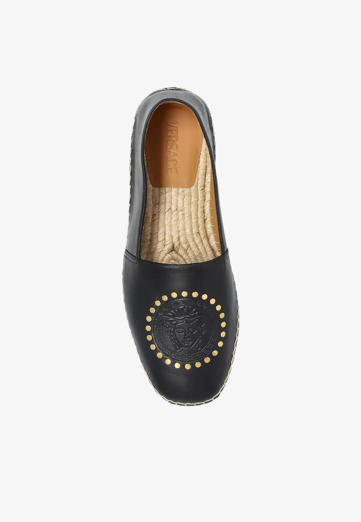 Medusa Studded Leather Espadrilles
