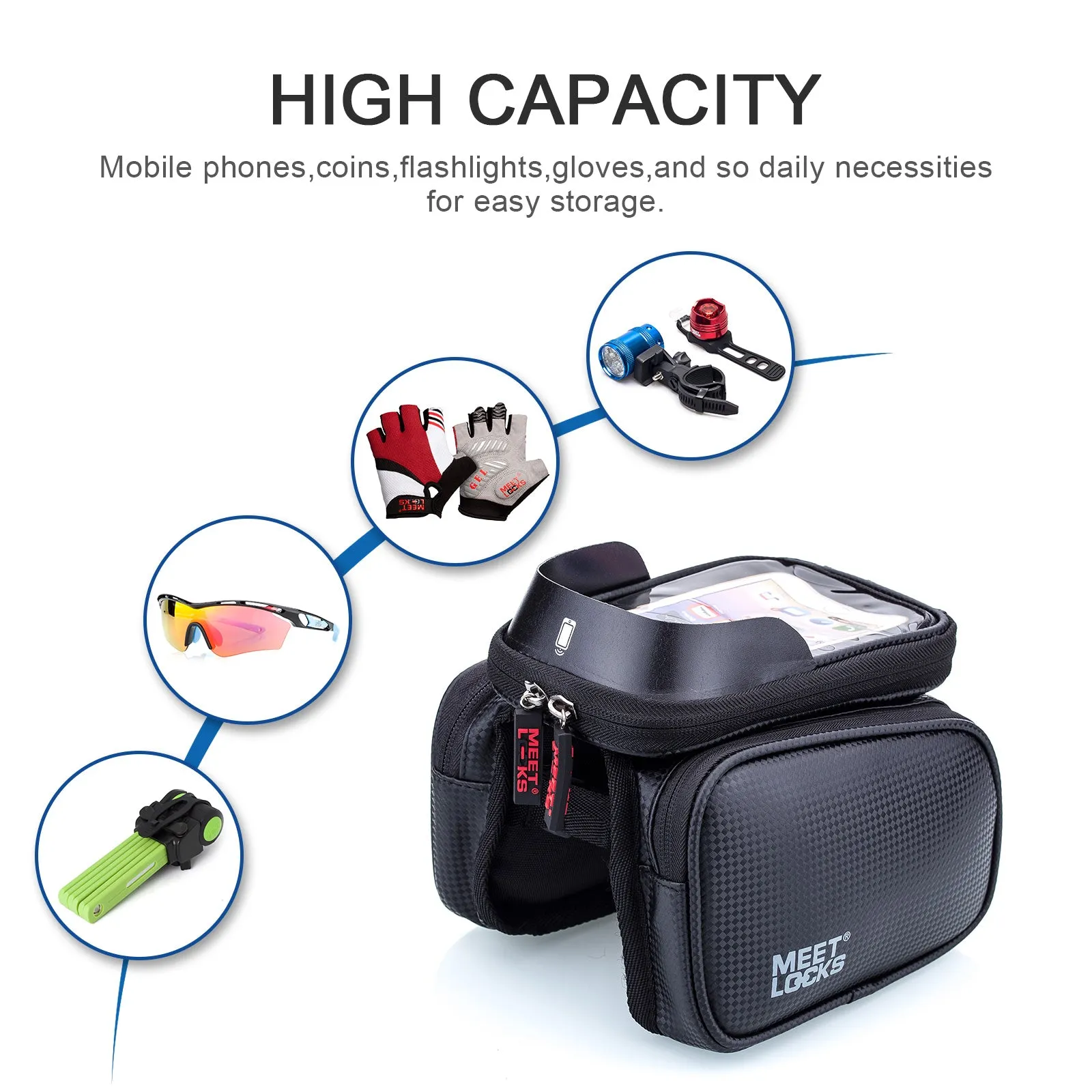 MEETLOCK Bike Front Frame Bag Waterproof, BABG0007