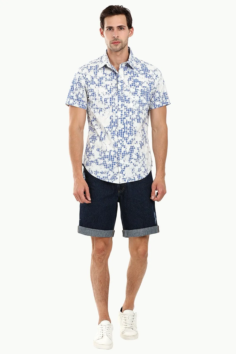 Men's Baby Blue Dyed Summer Shirt