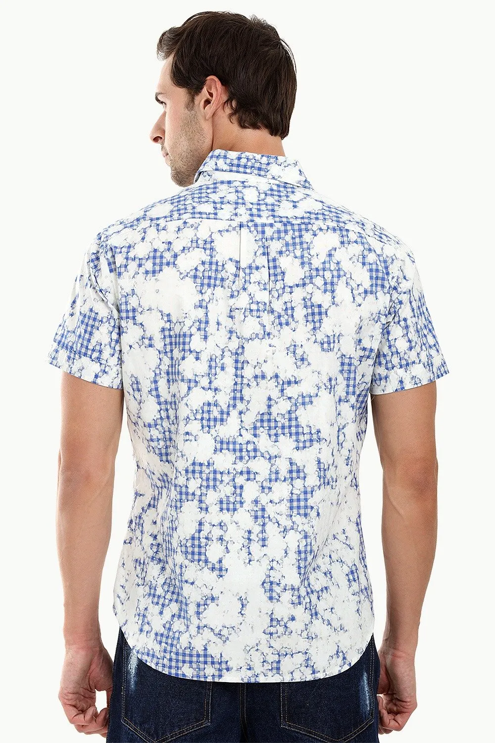 Men's Baby Blue Dyed Summer Shirt