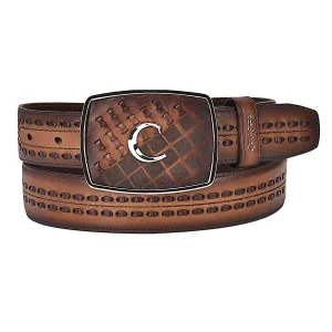 Men’s Cuadra Hand-painted engraved honey western leather belt