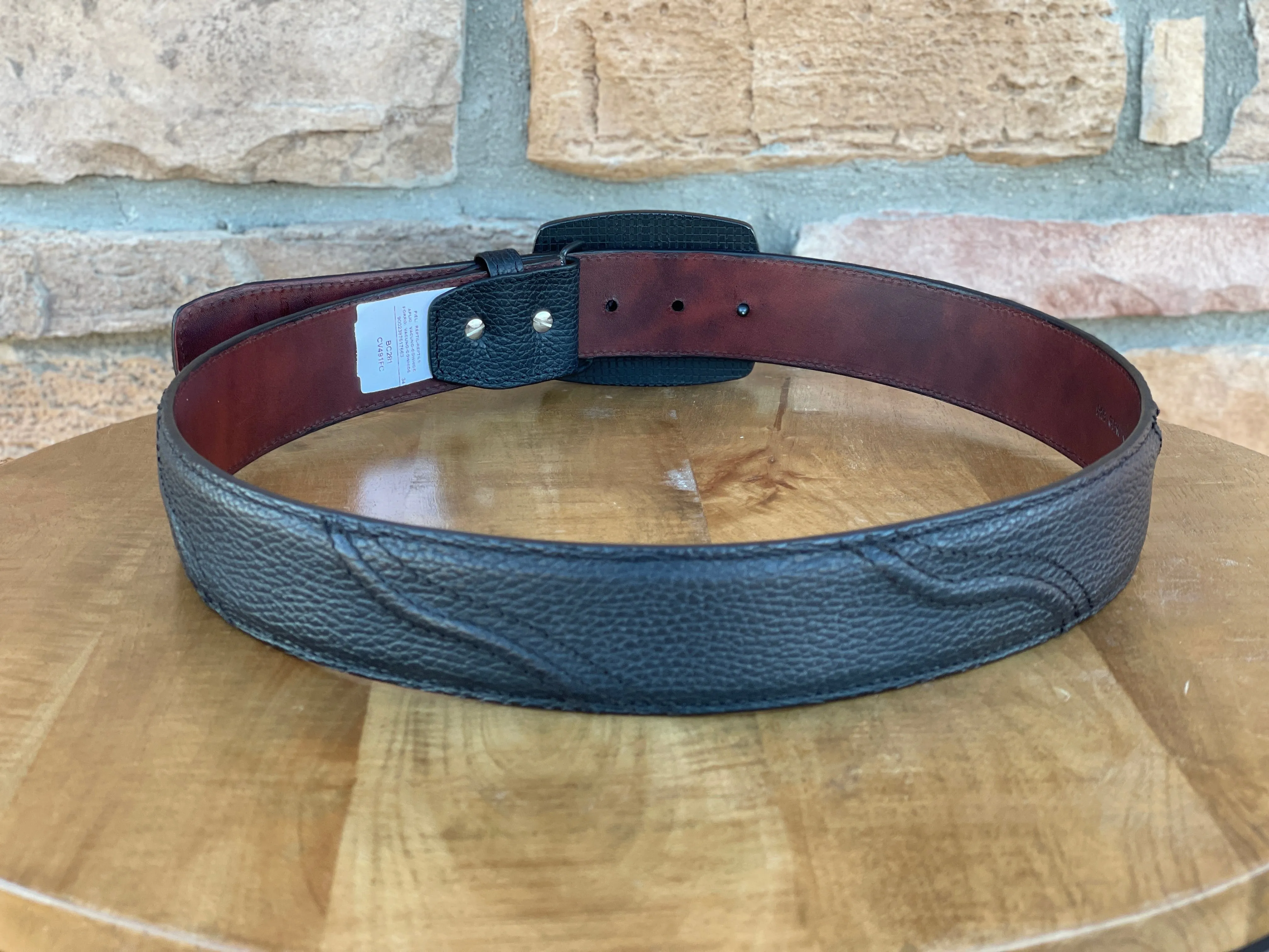 Men’s Cuadral Black Caiman high exotic leather western belt