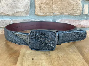 Men’s Cuadral Black Caiman high exotic leather western belt