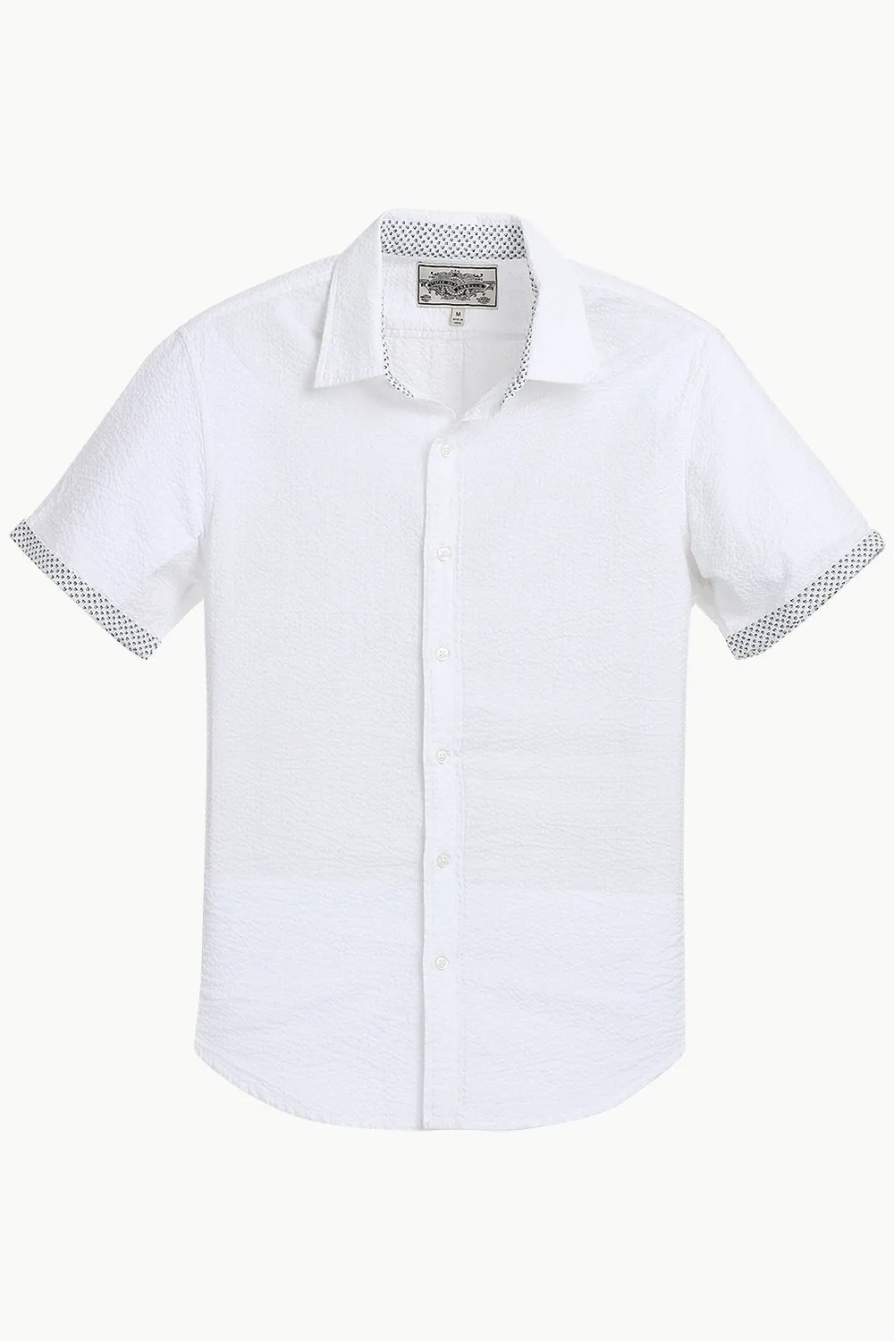 Men's White Casual Seersucker Shirt