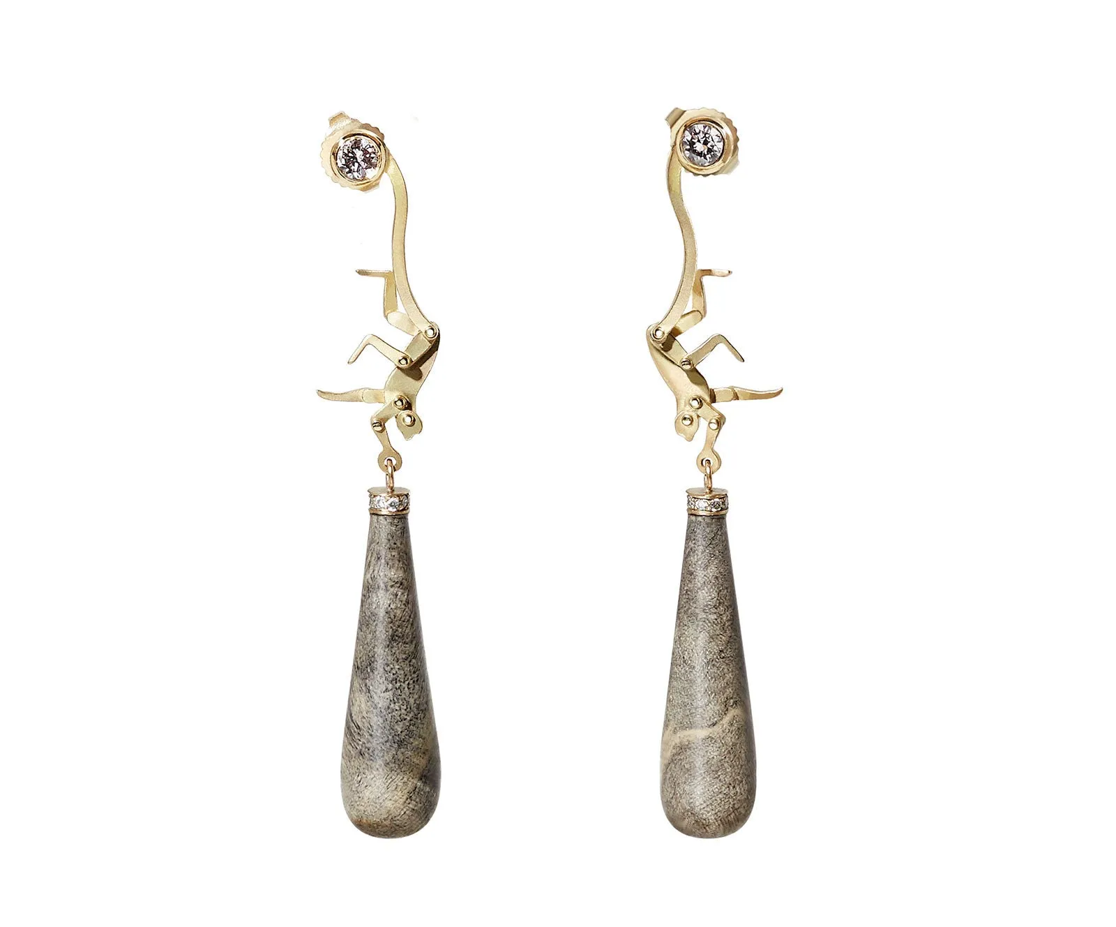 Micro Monkey Drop Earrings | Buckeye Burl