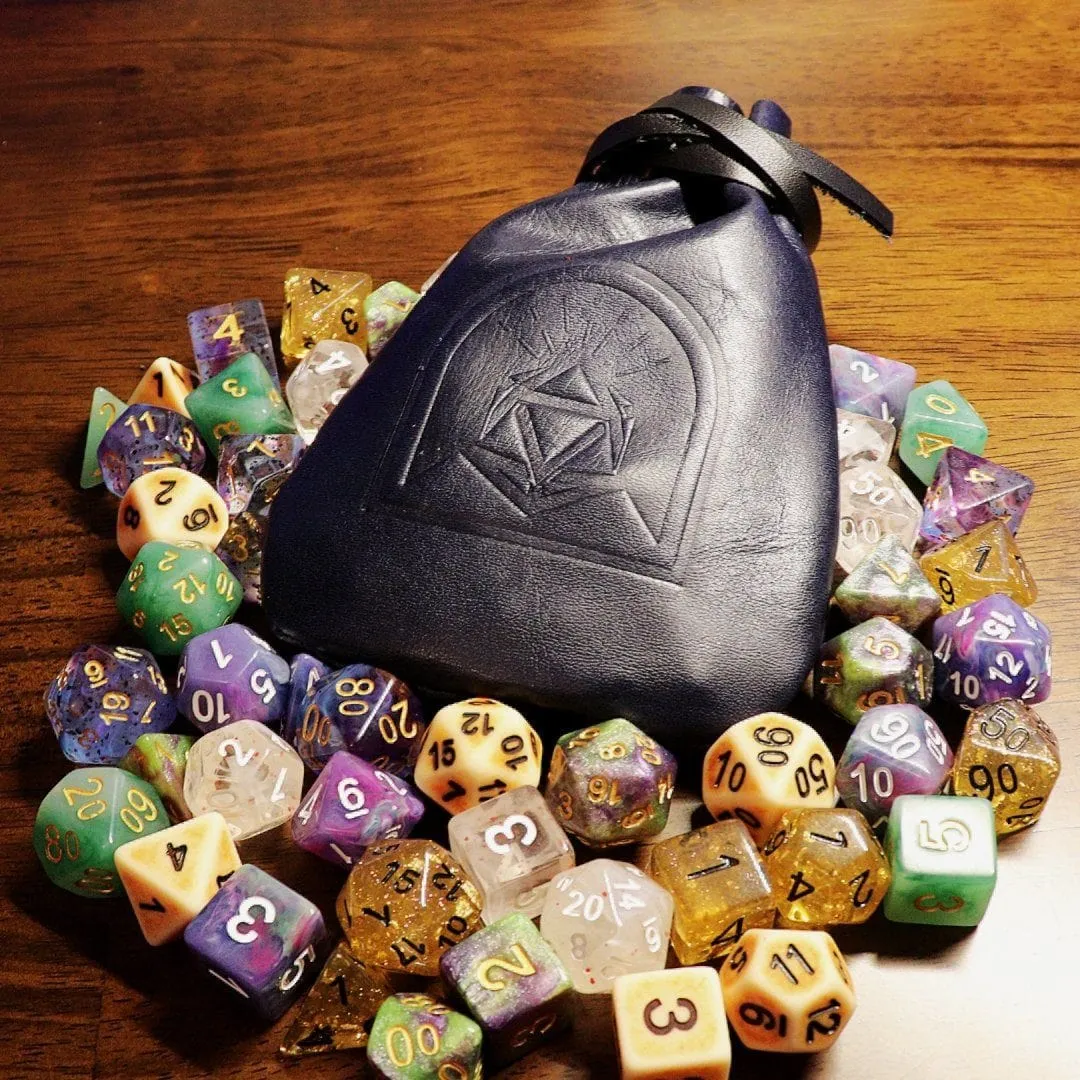 Midnight Blue Leather Dice Pouch