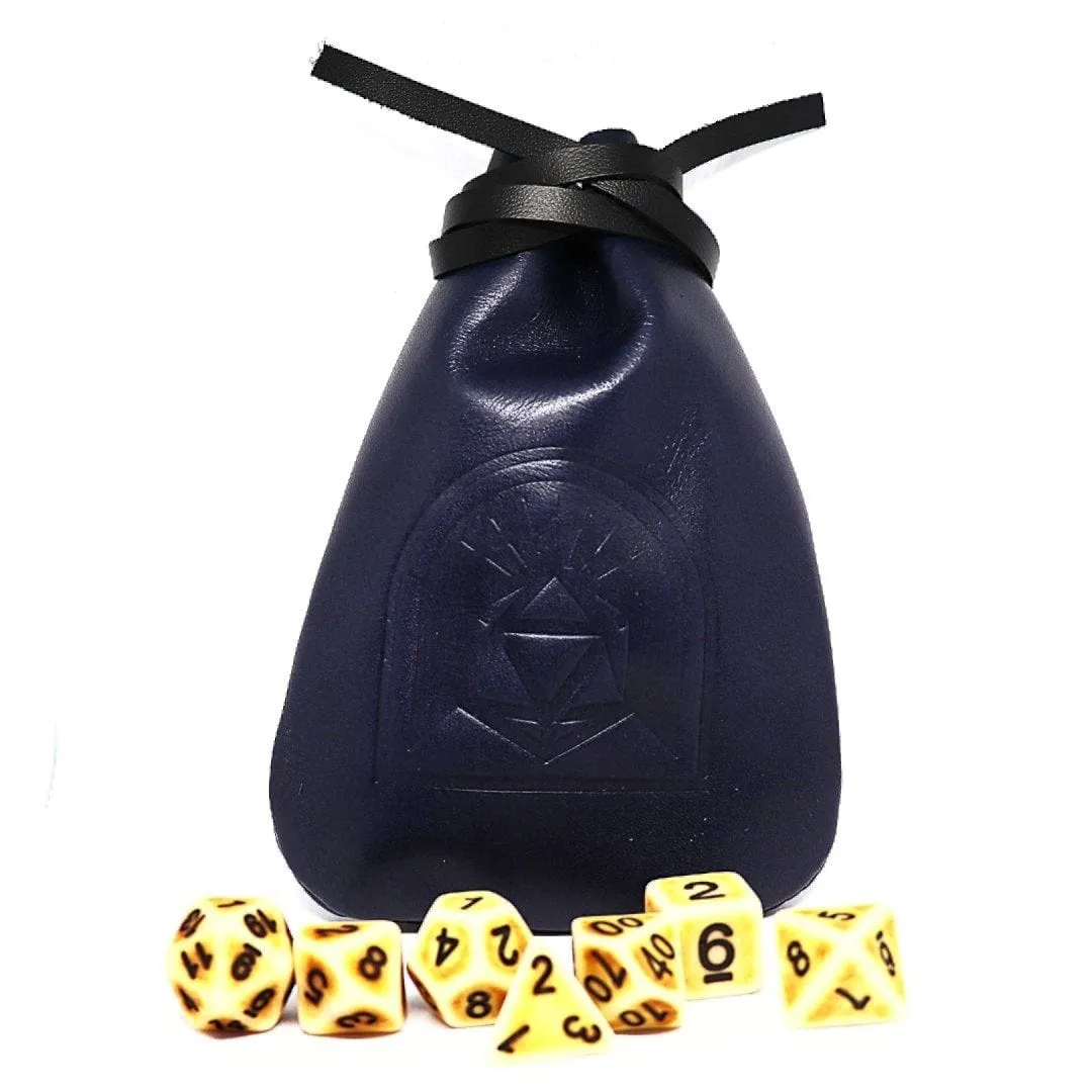Midnight Blue Leather Dice Pouch