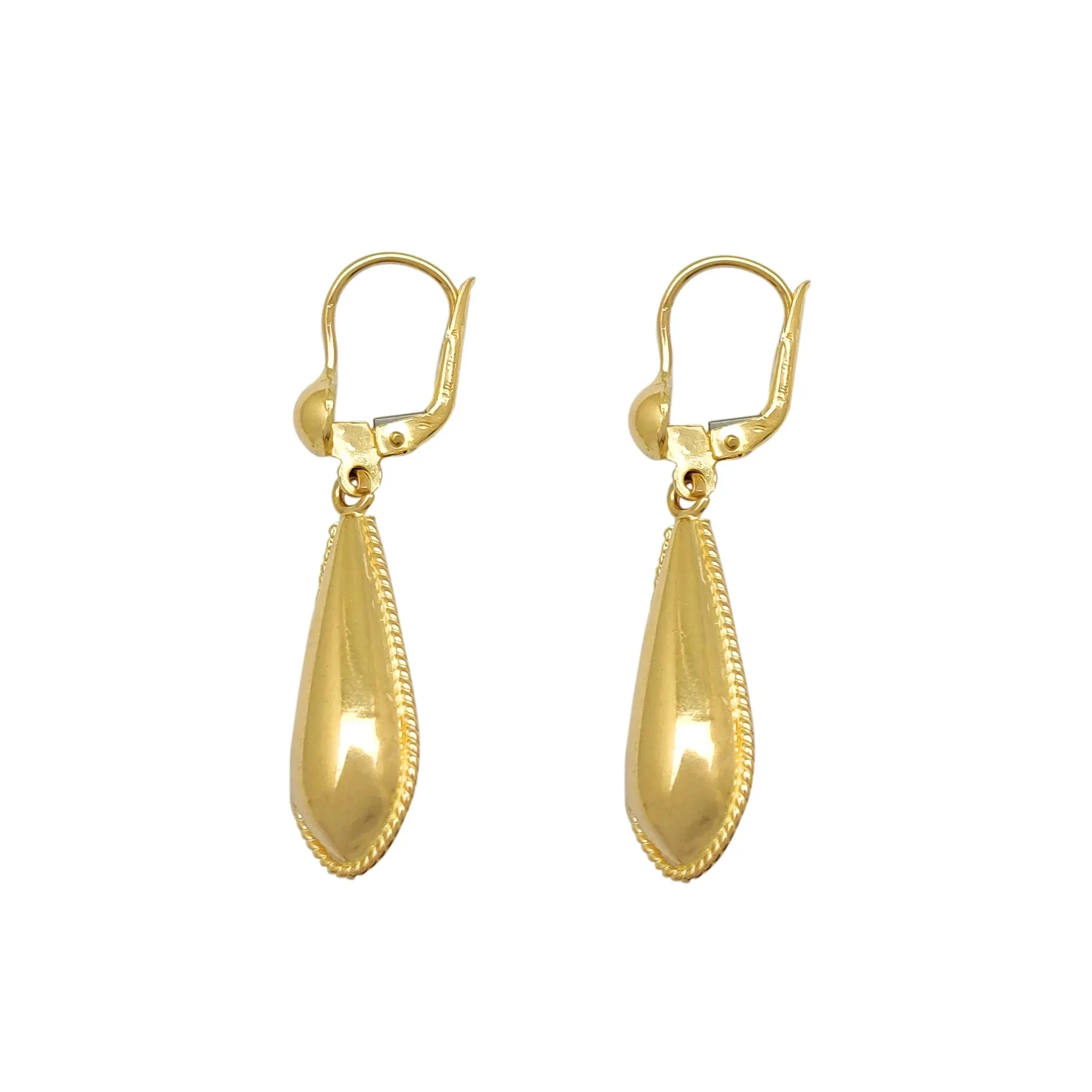 Milgrain Teardrop Hanging Earrings (14K)
