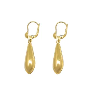 Milgrain Teardrop Hanging Earrings (14K)