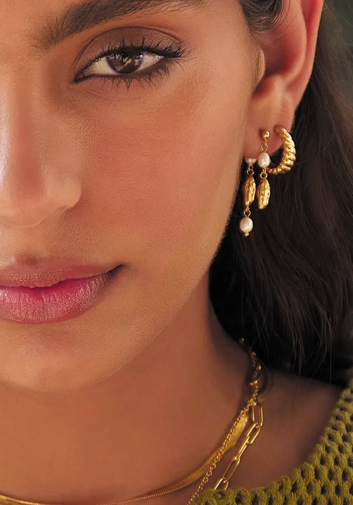 Mimi Pearl and Gold Earrings