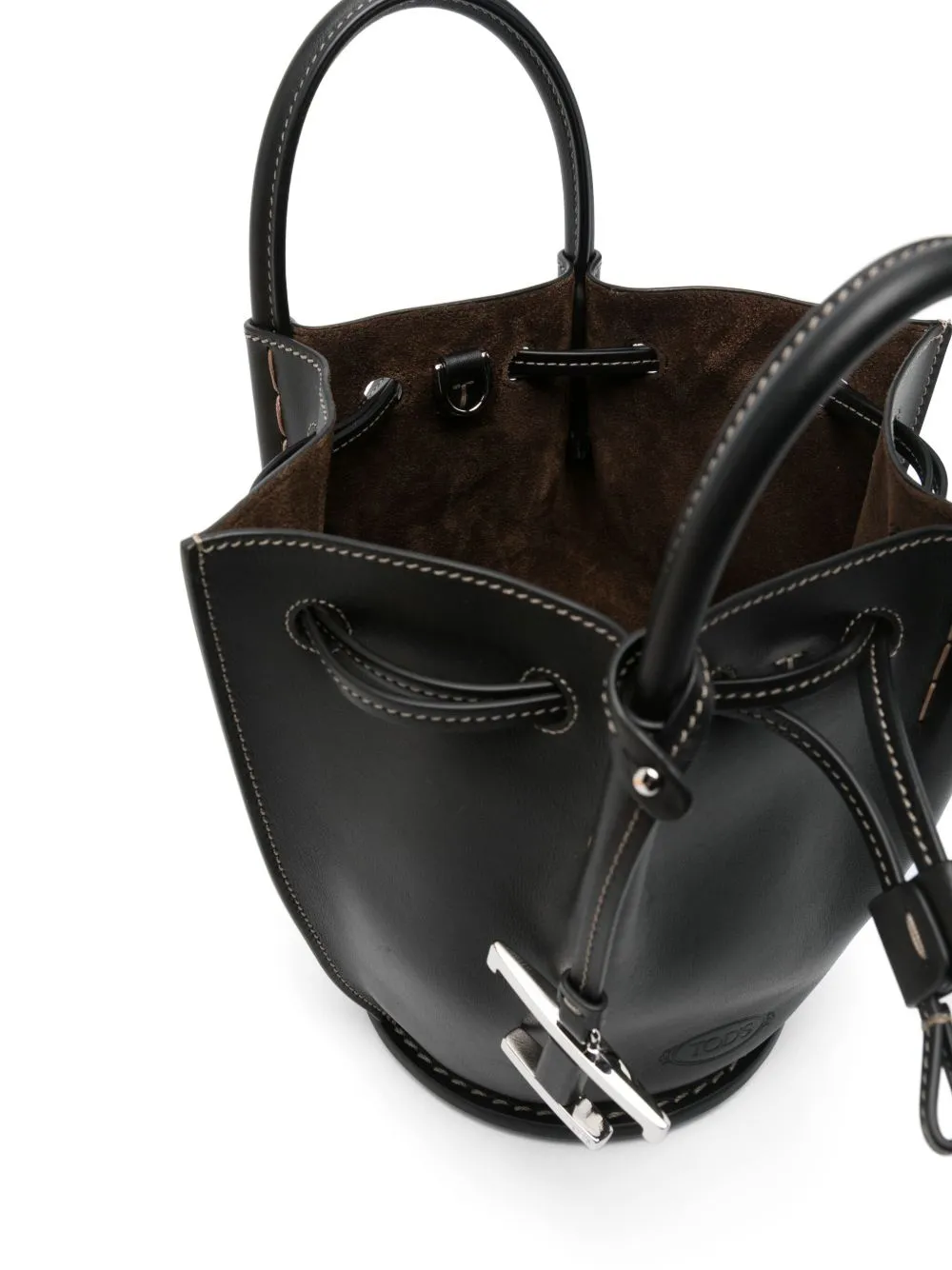 Mini leather bucket bag
