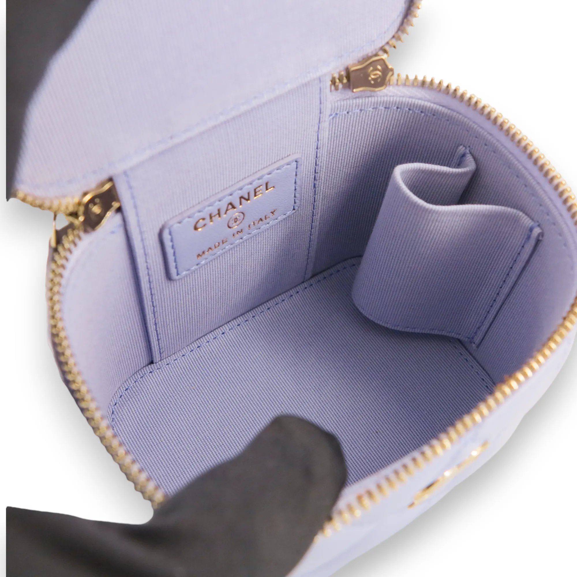 Mini Vanity Case with Top Handle in 21K Lilac Lambskin