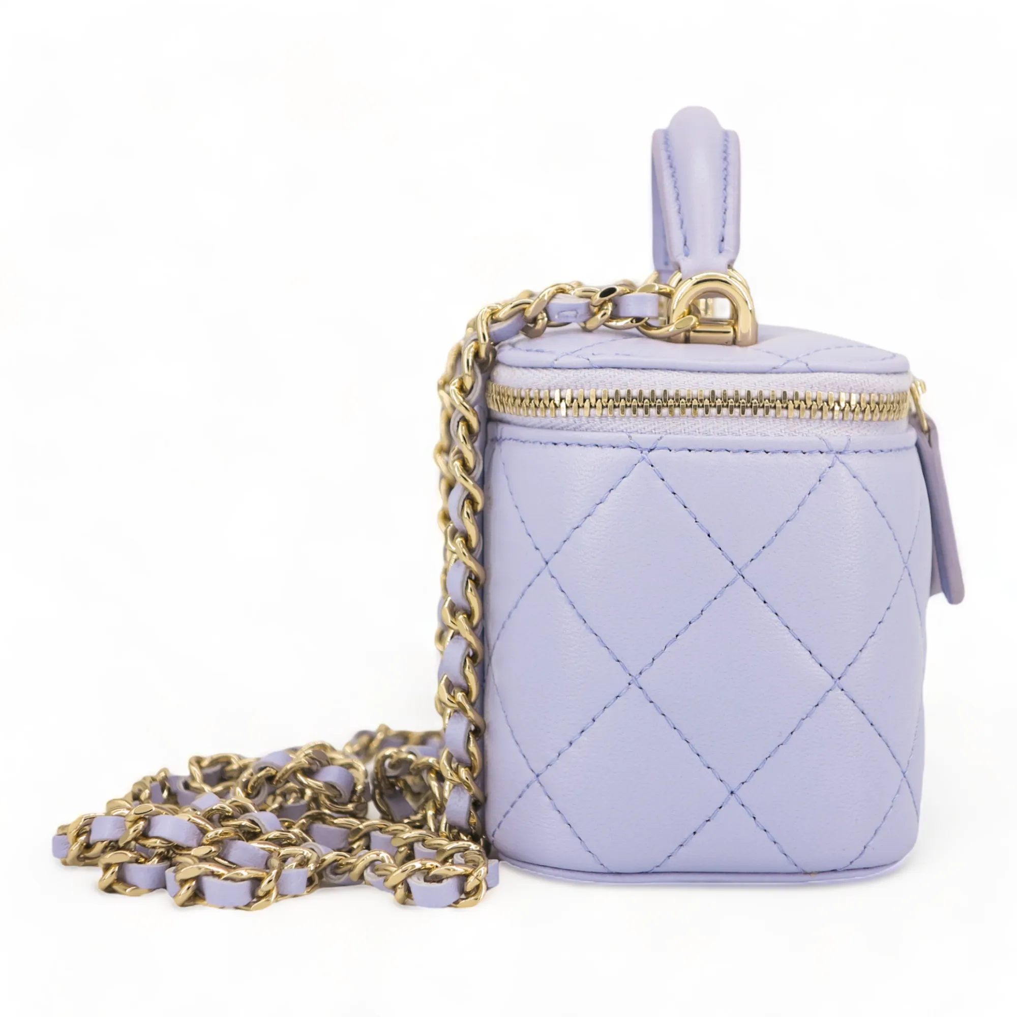 Mini Vanity Case with Top Handle in 21K Lilac Lambskin