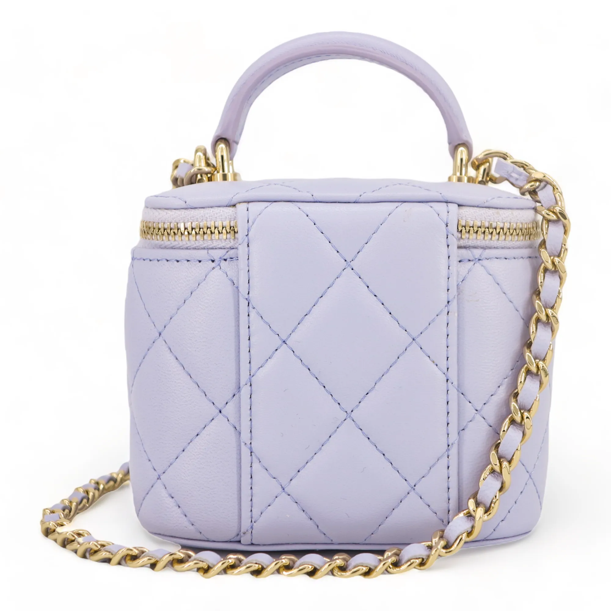 Mini Vanity Case with Top Handle in 21K Lilac Lambskin
