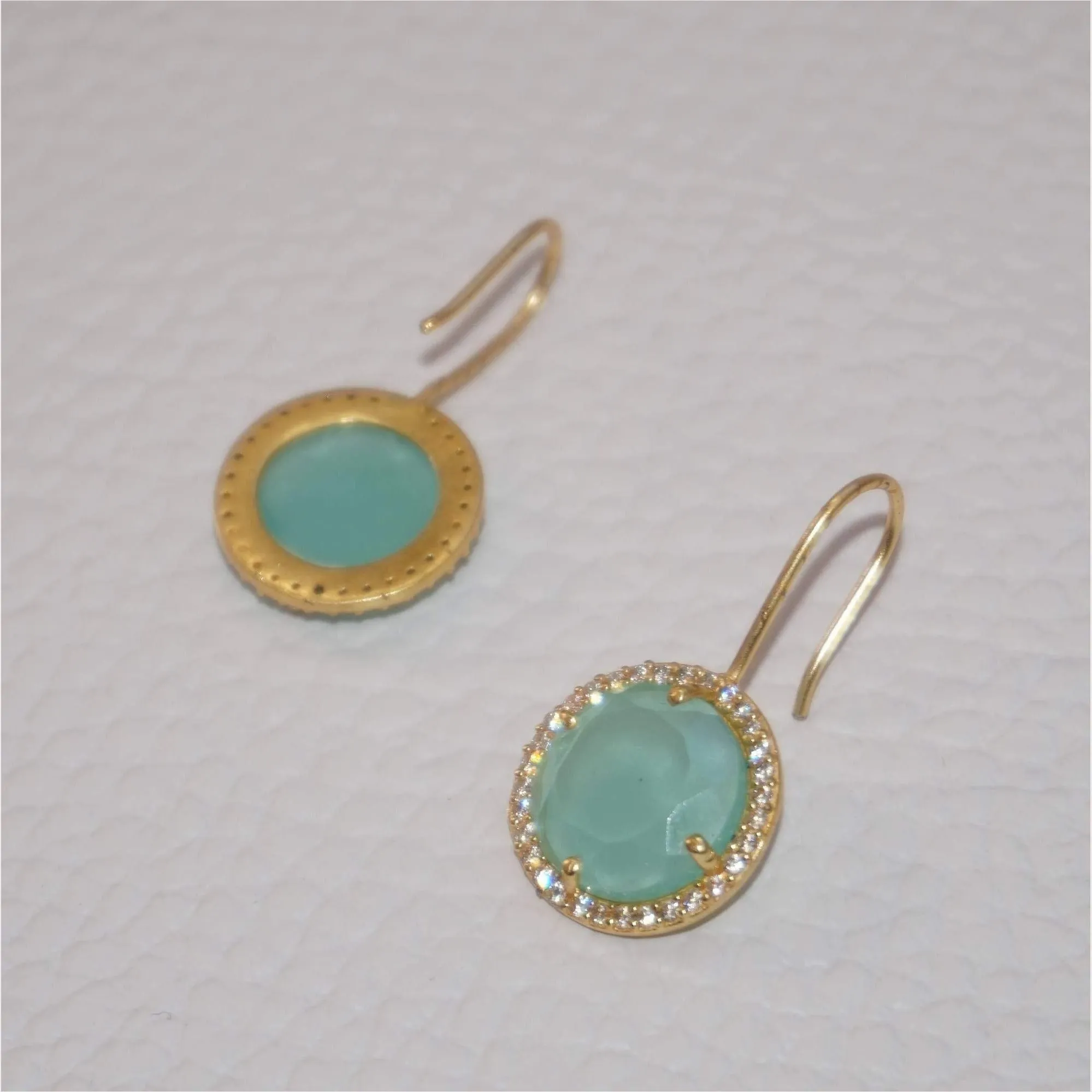 Mint Green Gemstone Earrings-Sale