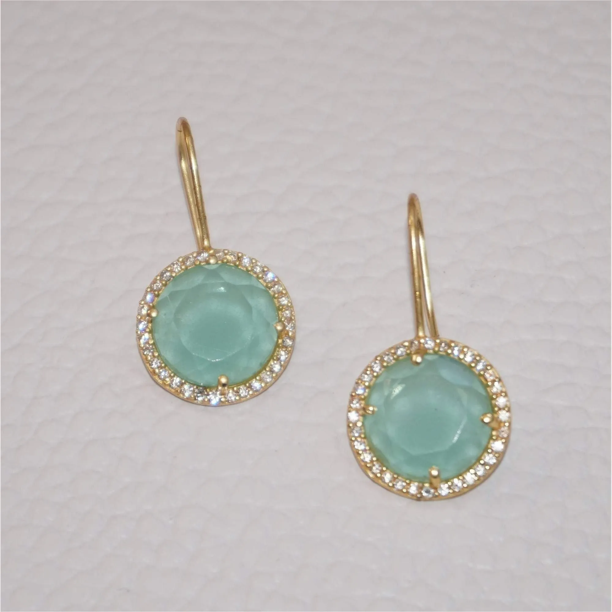 Mint Green Gemstone Earrings-Sale