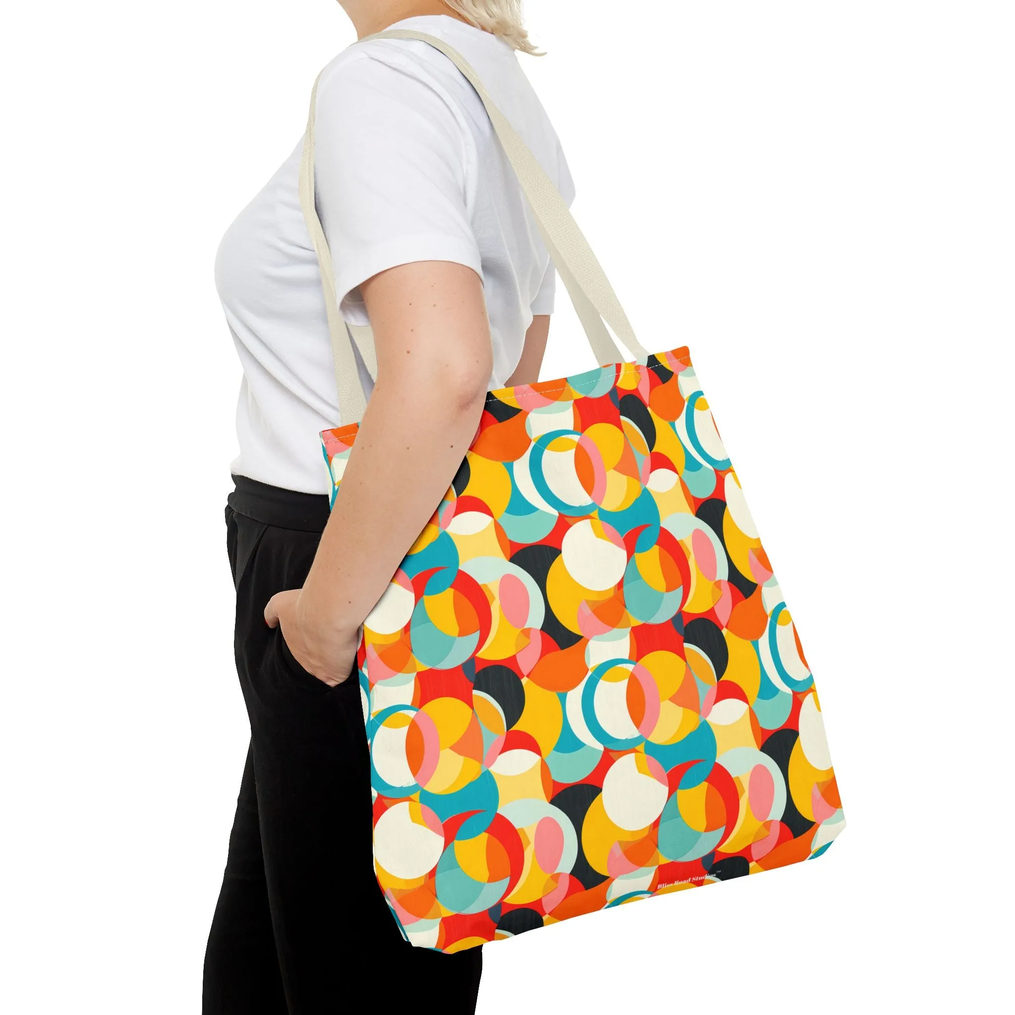 Mod Circle Medley Tote Bag - Circle Your World with Retro Flair! Available in 3 sizes.