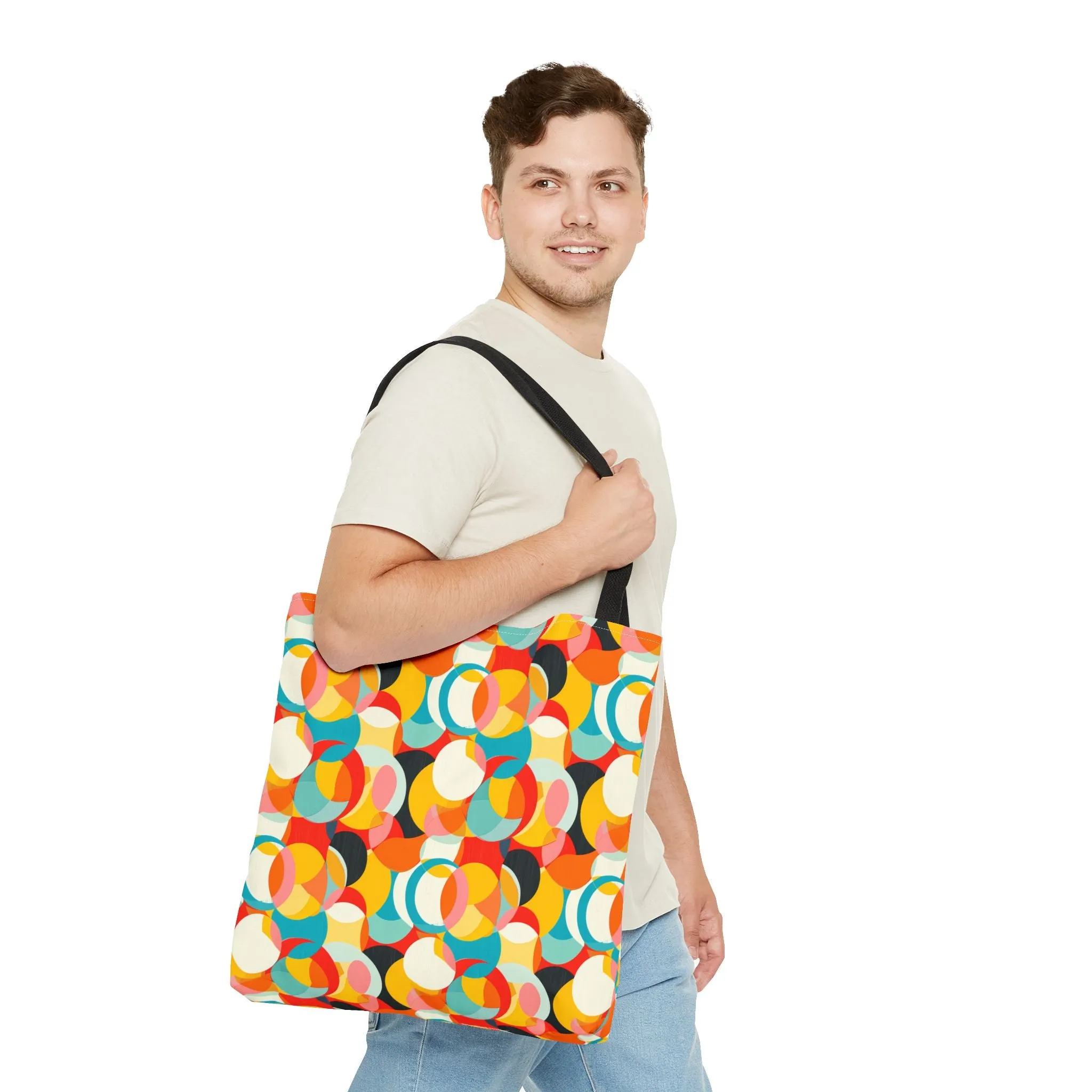 Mod Circle Medley Tote Bag - Circle Your World with Retro Flair! Available in 3 sizes.