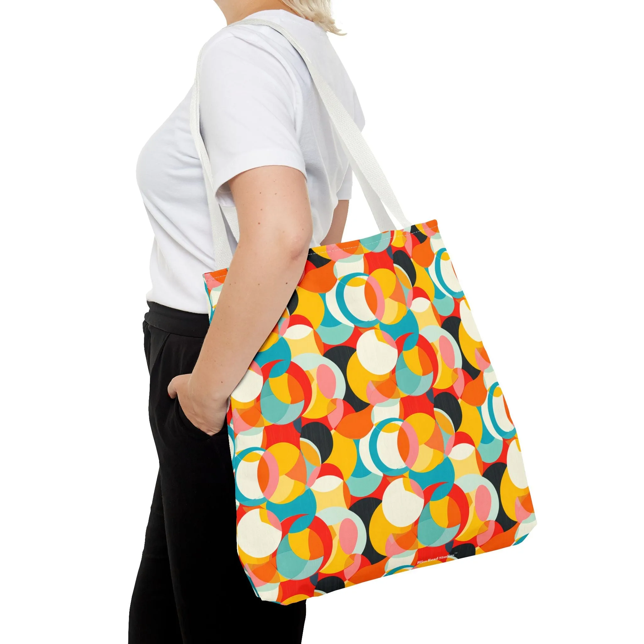 Mod Circle Medley Tote Bag - Circle Your World with Retro Flair! Available in 3 sizes.
