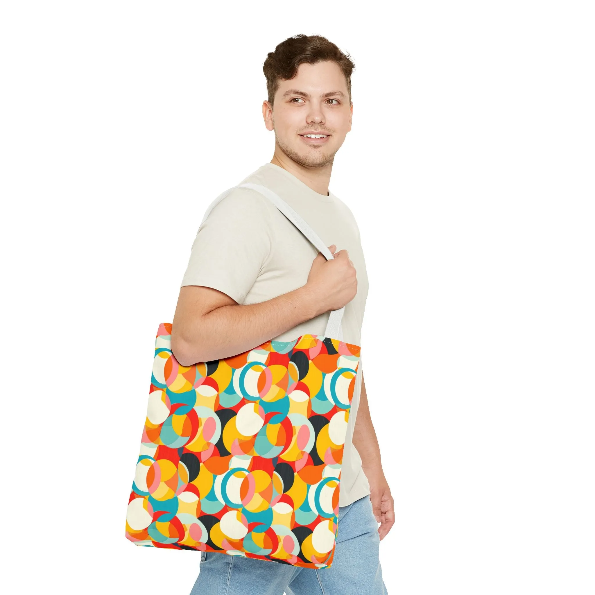 Mod Circle Medley Tote Bag - Circle Your World with Retro Flair! Available in 3 sizes.