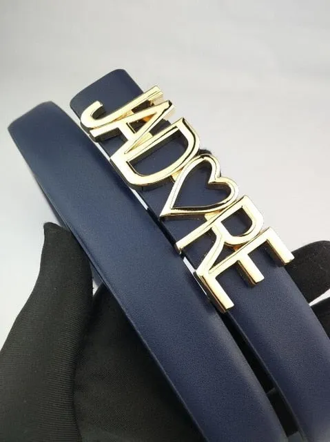 Multi Color Lovers Heart Buckle Leather Belt