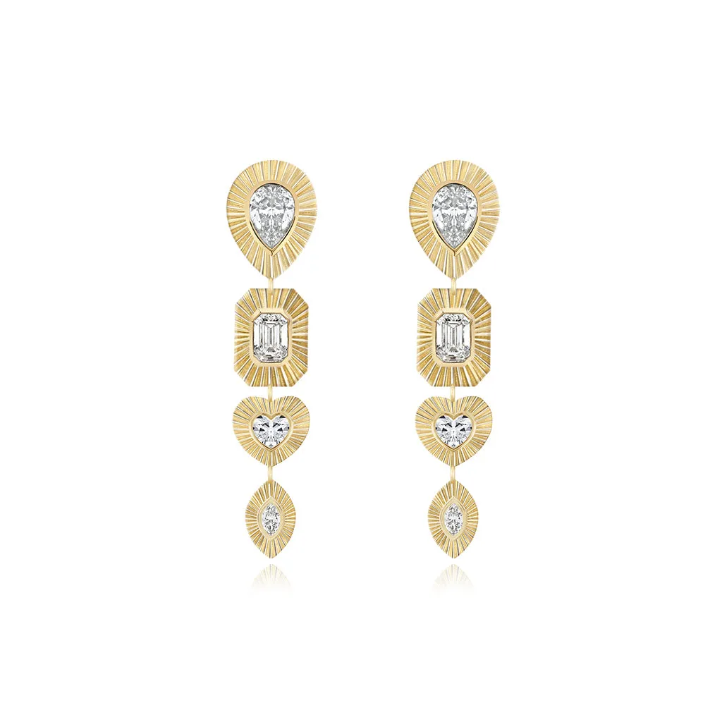 Multi Shape Drop Fluted Earrings