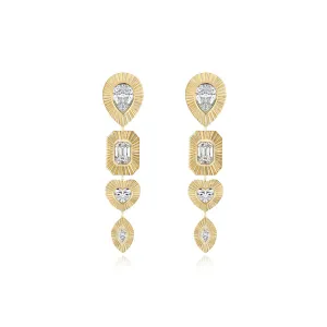 Multi Shape Drop Fluted Earrings