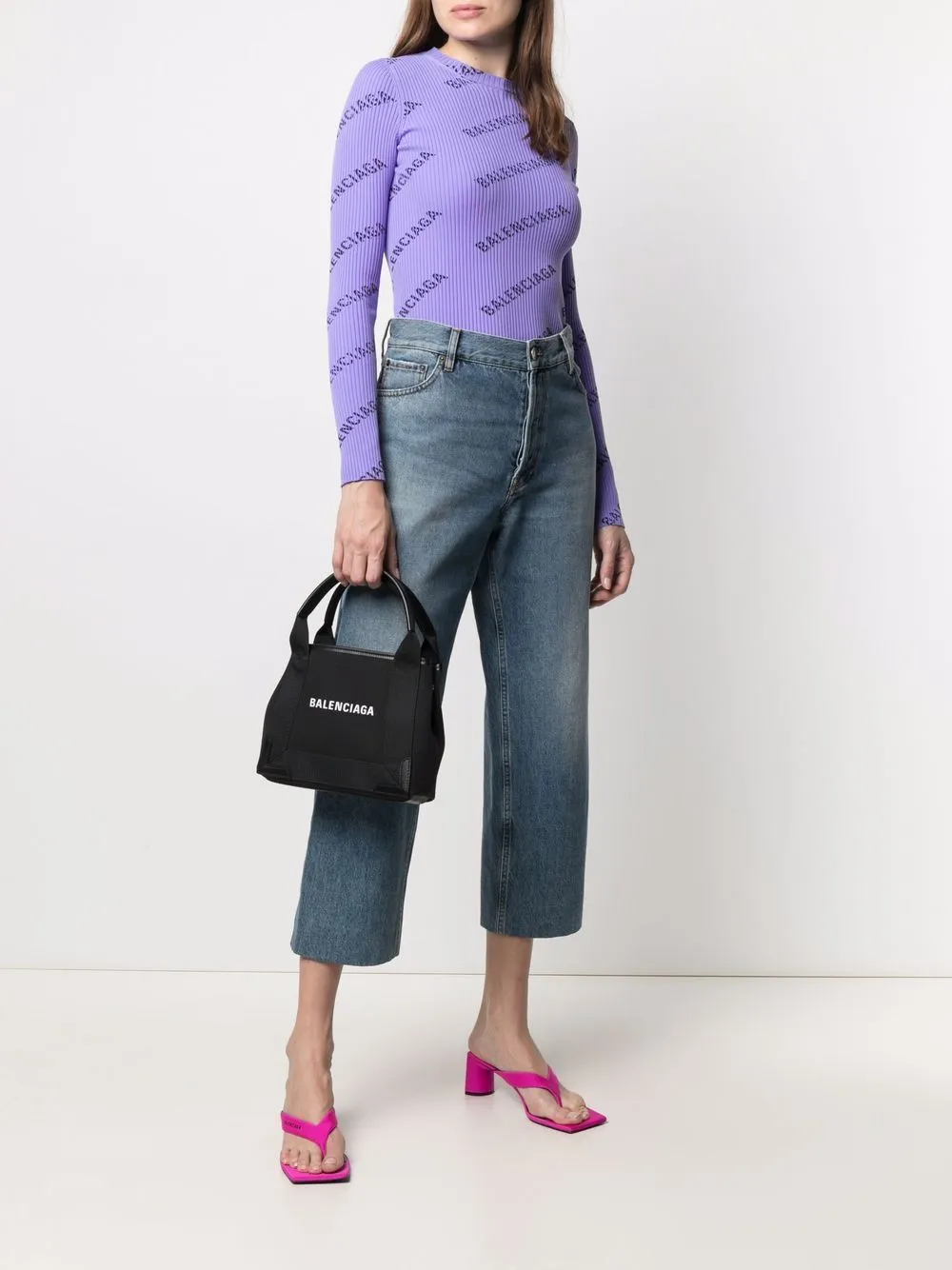 Navy cabas xs canvas tote bag