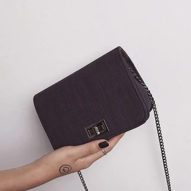 New Fashion Women Shoulder Bags PU Leather Lock Flap Handbag Chain Wild Crack Printing Plaid Lady Mini Messenger Bag