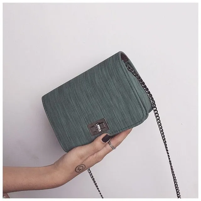 New Fashion Women Shoulder Bags PU Leather Lock Flap Handbag Chain Wild Crack Printing Plaid Lady Mini Messenger Bag